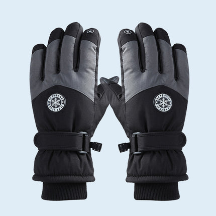 Winter Ski Gloves for Men and Women, Velvet Warm Outdoor Electric Vehicle Riding Waterproof Student Finger Touch Screen Gloves
