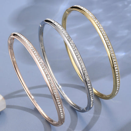 Cross-Border Popular Fashion Classic Zinc Alloy Full Diamond High-End Watch with Women's Open Bracelet Bracelet