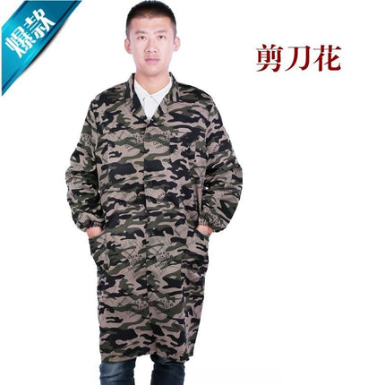 New blue gown long-sleeved work clothes men's and women's moving clothes blue camouflage work clothes robe white solid work clothes, made
