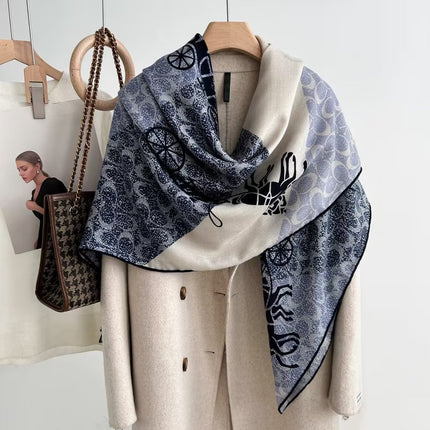 Spring and autumn texture silk wool scarf women's autumn and winter silk wool large square scarf warm shawl dual-purpose women's all-match temperament