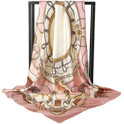 Mother's Day Gift Factory Direct Smooth Satin 90 Large Square Scarf Headscarf European and American Style Oil Painting Silk Scarf Women's Shawl Wai