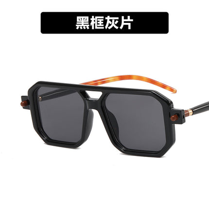 2023 New Double-Beam Glasses Frame Square Frame Fashion Sunglasses European and American Internet Celebrity Street Photography Sunglasses Ins Sunglasses