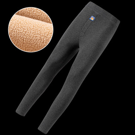 Winter Fleece-Lined Thickened Camel Wool Men's Thermal Composite Base Layer Pants Plus Size Men's Polyester Thermal Pants