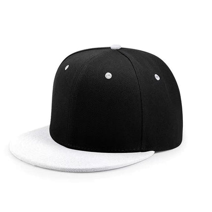 Cross-Border Color-Blocked American-Style Six-Panel Flat-Brim Hip-Hop Hat for Men and Women, Solid Color Plain Flat-Brim Hip-Hop Baseball Cap, Unisex