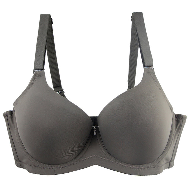 Cross-border foreign trade thin Cup European and American plus size bra glossy seamless gathered with steel ring chubby girl thin Amazon