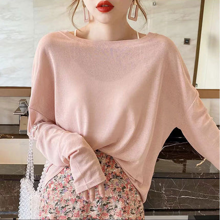 Wholesale T-Shirt for Women 2025 New Short-Sleeved Popular Summer Right Shoulder Ice Silk Mesh Top Slightly See-Through Facial Mask Bottoming Shirt