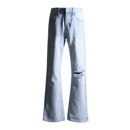 American Low-Waist Hot Girl Ripped Jeans for Women 2025 Summer New Slim Fit Straight Floor-Length Trousers