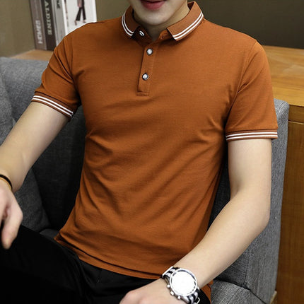 Young Men's Short-Sleeved Polo Shirt New Men's Large Size Short t Youth Half-Sleeved T-Shirt Student Polo Shirt