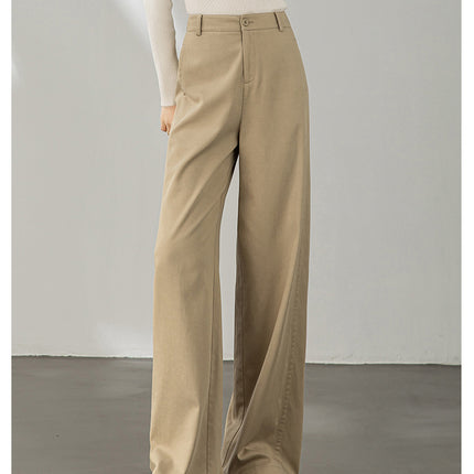Wide Leg Pants Women's 2025 New Style Small Loose Wide Leg Casual Pants Spring and Autumn Mop Slimming All-match Stand-up Cut Textile