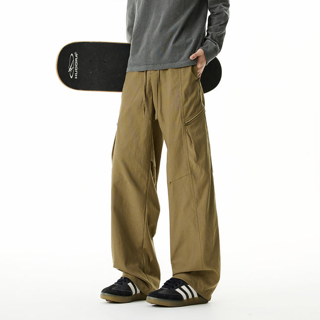 American-Style Outdoor Cargo Pants for Men, Autumn Quick-Dry Water-Repellent Hiking Long Pants with Functional Side Chains, Sports Casual Pants