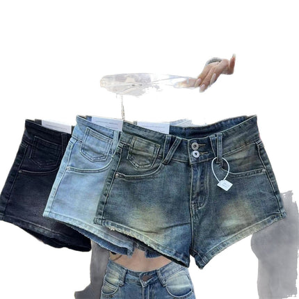 Actual Photos of the Gear, New High-Waisted A-Line Denim Shorts for Sexys, Slimming Look, High-Waisted, Hip-Lifting, Tight-Fitting Hot Pants 5112