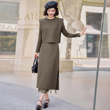 Fashionable Casual Sweatshirt Set Dress for Women 2025 Spring and Autumn New Slimming Elegant Age-Reducing Two-Piece Skirt Set