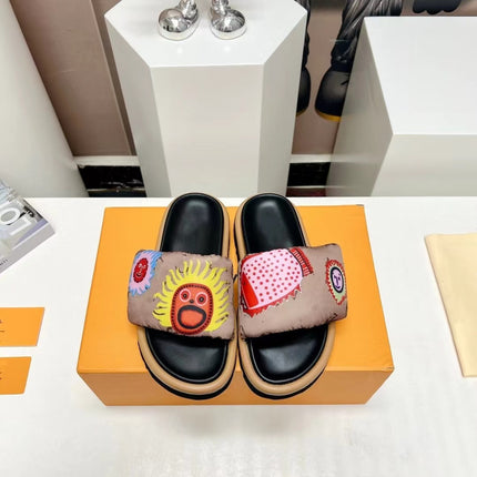 2023 Summer New Style Platform Thick Bottom Pumpkin Velcro Outer Wear Lazy Flip-Flops Embroidered Casual Flat Sandals