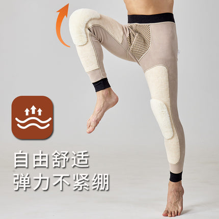 Men's Wool Warm Pants Winter Cold-proof fleece-lined Super Thick Northeast Cotton Pants Middle-aged and Elderly High Waist Leg Pants Knee Pants