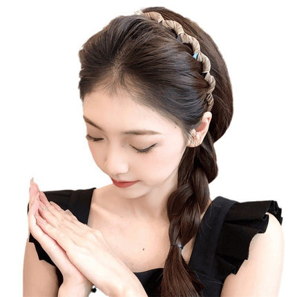 Korean Style Wave Hair Hoop Women's High Cranial Top Wash Face Toothed Hair Clip Fabric Non-slip Broken Hair Hoop Internet Popular 2024 New Style