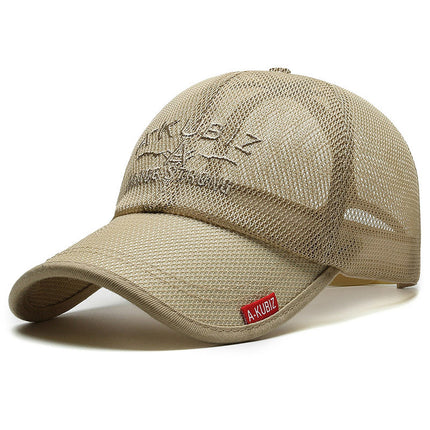 Hat Men's Summer Big Head Baseball Cap Face-Covered Slimming Thin Breathable Quick-Dry Cap Mesh Long Brim Sun Hat