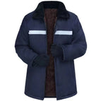Deep blue fleece-lined padded jacket (no hood) / 180/recommended 50-65kg