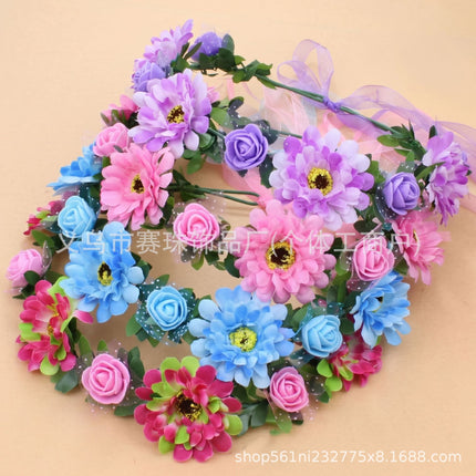 Beautiful Mori Women's Hair Flower Korean Style Hair Band Seaside Beach Wreath Headwear Mori Women's Super Fairy Wreath Headwear New Hair Accessories