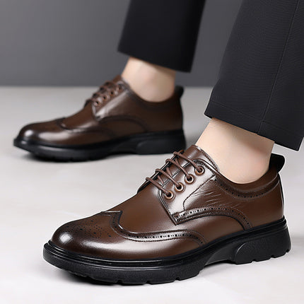 Cross-Border Large Size Leather Shoes for Men in All Seasons British Style Brogue Carved Shoes Business Formal Wear Handsome Youth Wedding Shoes