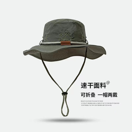 Japanese Fishing Drawstring Fisherman Hat Sun Shade Breathable Sunscreen Outdoor Mountaineering Fishing Hat Western Cowboy Hat