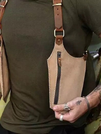 Vintage Men's Leather Strap Underarm Sling Bag Outdoor Phone Bag Adjustable Zipper Small Bag Universal Wallet Free Shipping