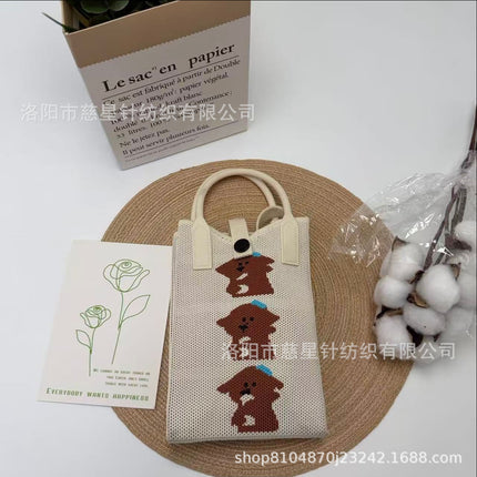Girl's Heart-Shaped Knitted Crossbody Bag