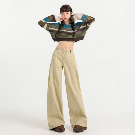 2026 Autumn Basic Style Niche High-End Loose Draped Straight Wide-Leg Floor-Length Women's Trousers Extended Length