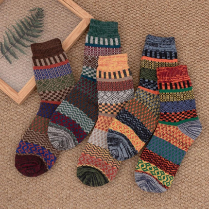 5-10 pairs of retro thick line socks men's stockings autumn and winter warm thickened men's ethnic totem socks winter