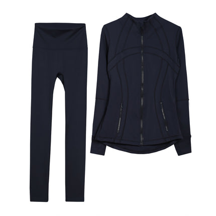 LULU Original Standard DF Yoga Suit suit Women's Top Long Sleeve Jacket Slim-fit Elastic Quick-drying Cropped Pants Fitness Running