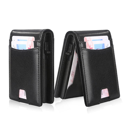 Cross-Border New Microfiber Wallet Anti-Theft Brush Multi-Function Multi-Card Metal Card Holder Portable Men's Id Wallet