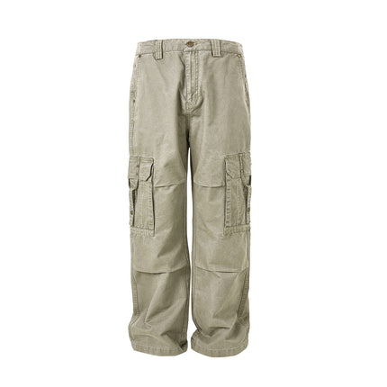 MADEEXTREME Spring New Men's Washed Old Tooling Pocket Loose Casual Pants Straight Pants
