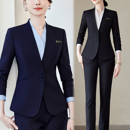 Professional Suit suit Female Spring and Autumn Hotel Manager Front Desk Reception Tooling Beauty Salon Overalls High-end Beautician