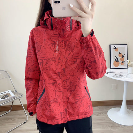 Printed Jacket Thin Windproof and Waterproof Jacket Outdoor Mountaineering Suit Spring and Autumn Couple's 6266 Maple Leaf Jacket