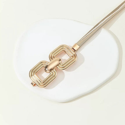 Waist Chain Women's New Double Layer Spring Chain Geometric Metal Buckle All-match Fashionable Decorative dress Gold Belt