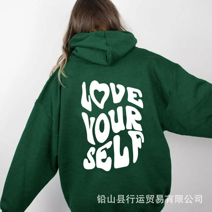 2023 New Autumn and Winter Casual Sports Hoodies Southeast Asia Cross-Border Export Women's Letter Print Hooded Sweatshirt