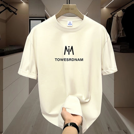 Xinjiang Heavy Short-sleeved T-shirt Men's Pure Cotton Summer New Round Neck Loose Trendy All-match Base Shirt Top