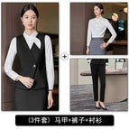 Women's black vest + pants + shirt / S