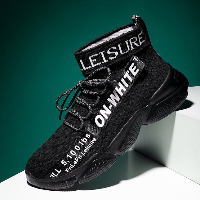 Autumn and Winter high-top flying woven women's shoes casual sneaker breathable socks shoes couple fashion shoes student shoes large size shoes