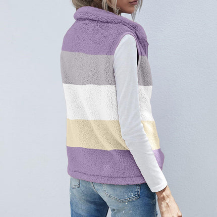 Cross-border Women's vest 2022 new plush stand collar sleeveless zipper lightweight vest comfortable women's coat with pockets