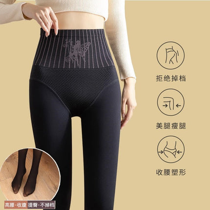High-Waisted Nude Pantyhose for Women, Autumn and Winter Fleece-Lined Thick Leggings, Flesh-Colored Butt-Lifting Shapewear