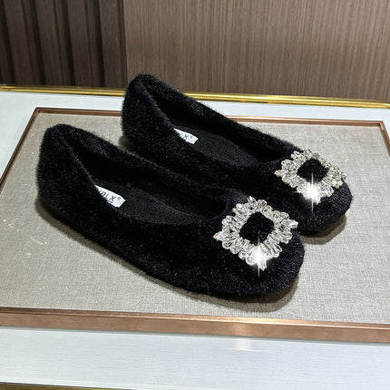2025 New Warm Mom Shoes, Furry Shoes for Women, Winter Outer Wear, Velvet Bean Shoes, Slip-On Lazy Shoes for Women