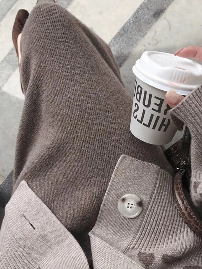 Autumn New Slim Knitted Skirt Mid-length Hip Skirt Skirt Women's Elegant Slim-fit Straight Step Skirt