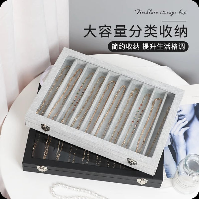 Jewelry Box Necklace Storage Box with Lid Split Dustproof Storage Pearl Necklace Bracelet Stall Display Necklace Box