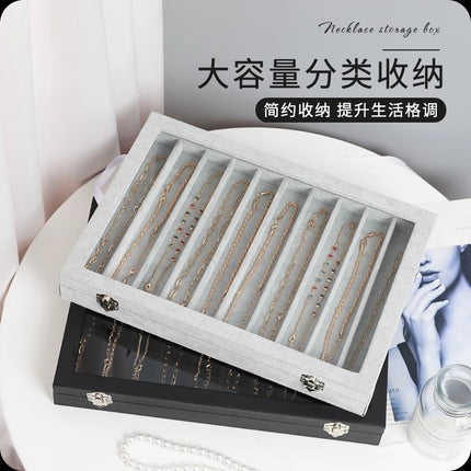 Jewelry Box Necklace Storage Box with Lid Split Dustproof Storage Pearl Necklace Bracelet Stall Display Necklace Box