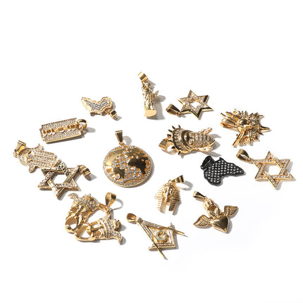 European and American Hip-Hop Stainless Steel Pendant Necklace Punk Rock Style Real Gold Electroplating Simple Versatile Pendant Necklace Wholesale