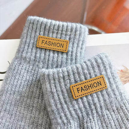 Winter Gloves for Women, Fleece-Lined and Thickened, Five-Finger Student Cute Knitted Cold-Proof Cycling Touchscreen Warm Cycling Gloves