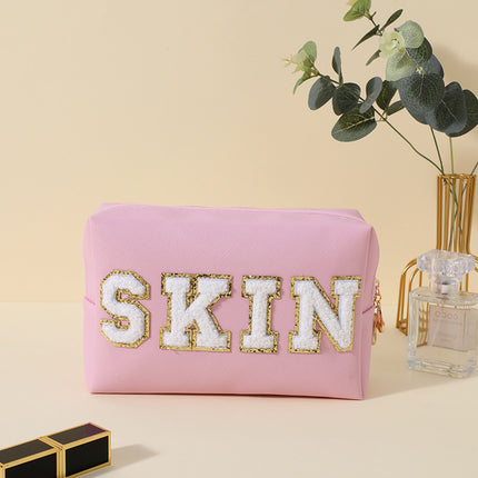 Ins Style Simple New Cosmetic Bag Women Hand Portable Square Waterproof Simple Travel Toiletry Storage Bag