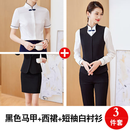 Spring and Autumn 2023 Commuter New wine red Long Sleeve Suit I Also Blouse Pants Skirt Four-Piece Suit