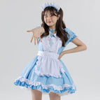 Royal blue [skirt + apron + neck collar + hand collar + leg collar + headwear] / S
