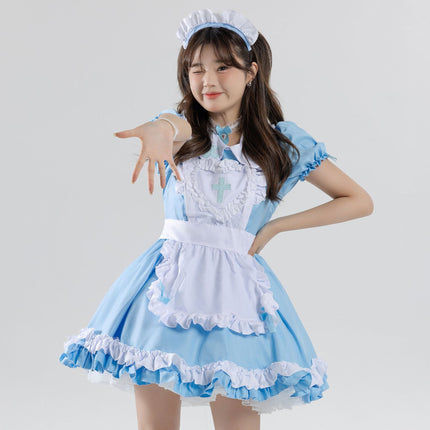 Japanese Classic Anime Maid Outfit Cross Nurse Cosplay Maid Restaurant Uniform Export Dress for Women